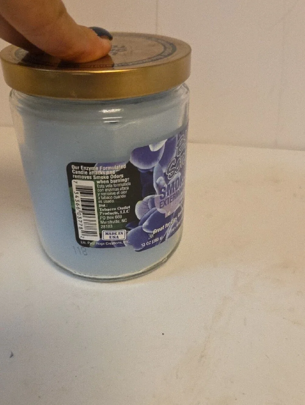 Serenity Blue Serenity Smoke Odor Exterminator Jar Candle - Gold Lid
